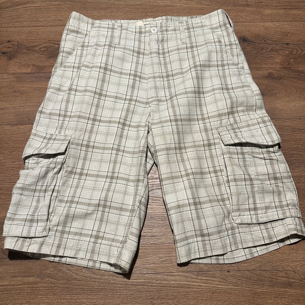 Urban Pipeline Tan Plaid Cargo Shorts Mens 36